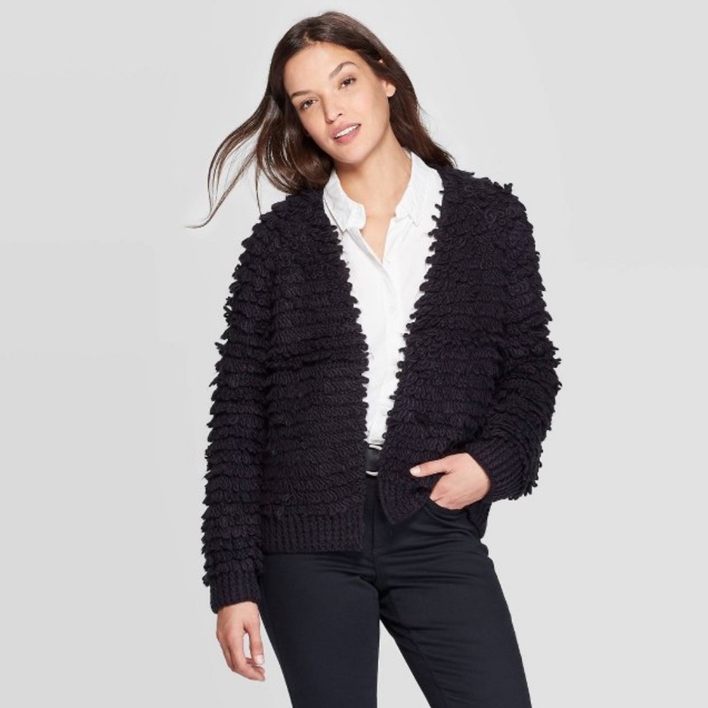 Universal Thread Black Loopy Cardigan Sweater, Knitwear
